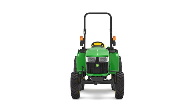 Front view of 3038E Compact Tractor on a white background