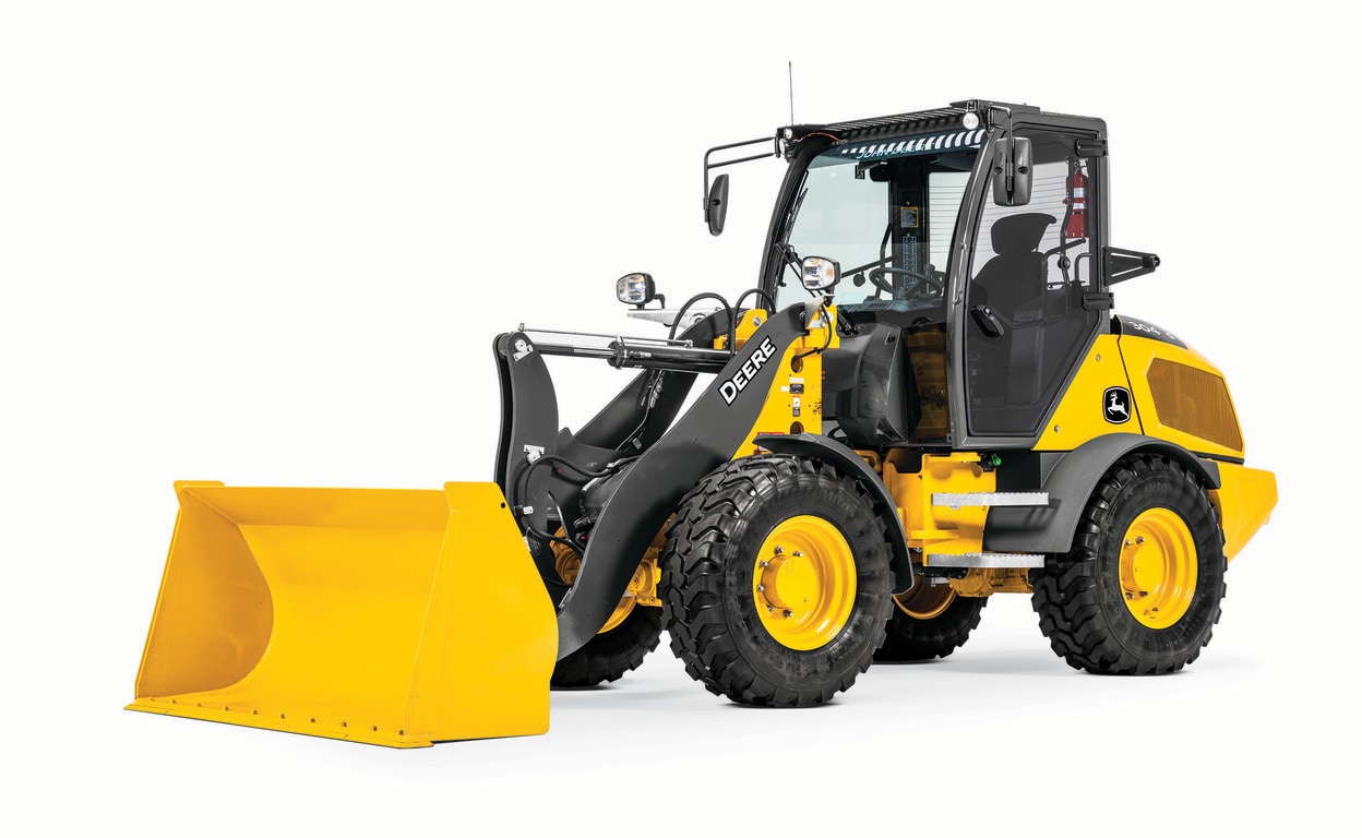304 G-Tier compact wheel loader on white background