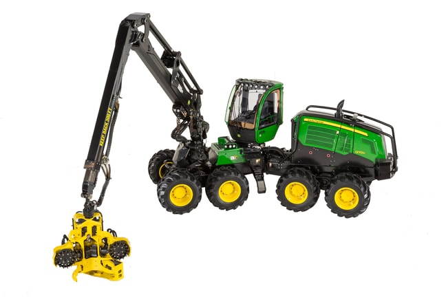 1270G Wheeled Harvester model on a white background