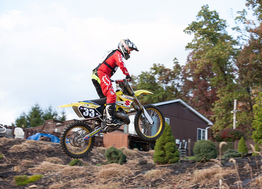 Gene Stull on his motocross bike