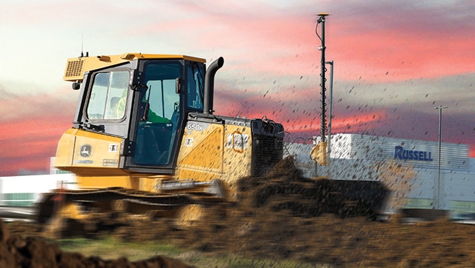 A 650K LGP Crawler Dozer shapes the land on a Russell jobsite.