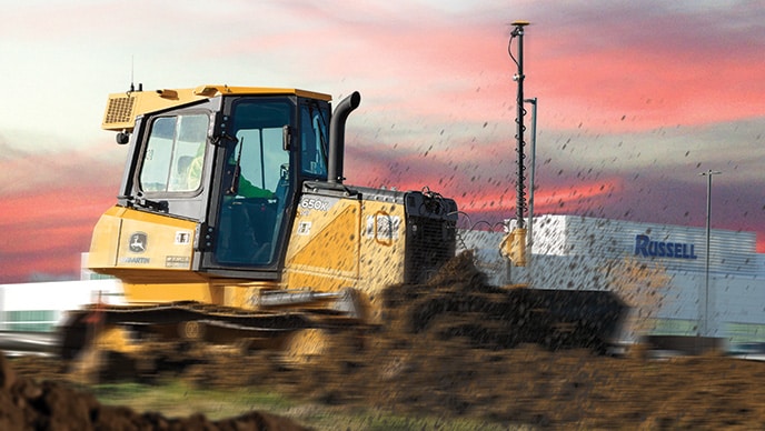 A 650K LGP Crawler Dozer shapes the land on a Russell jobsite.