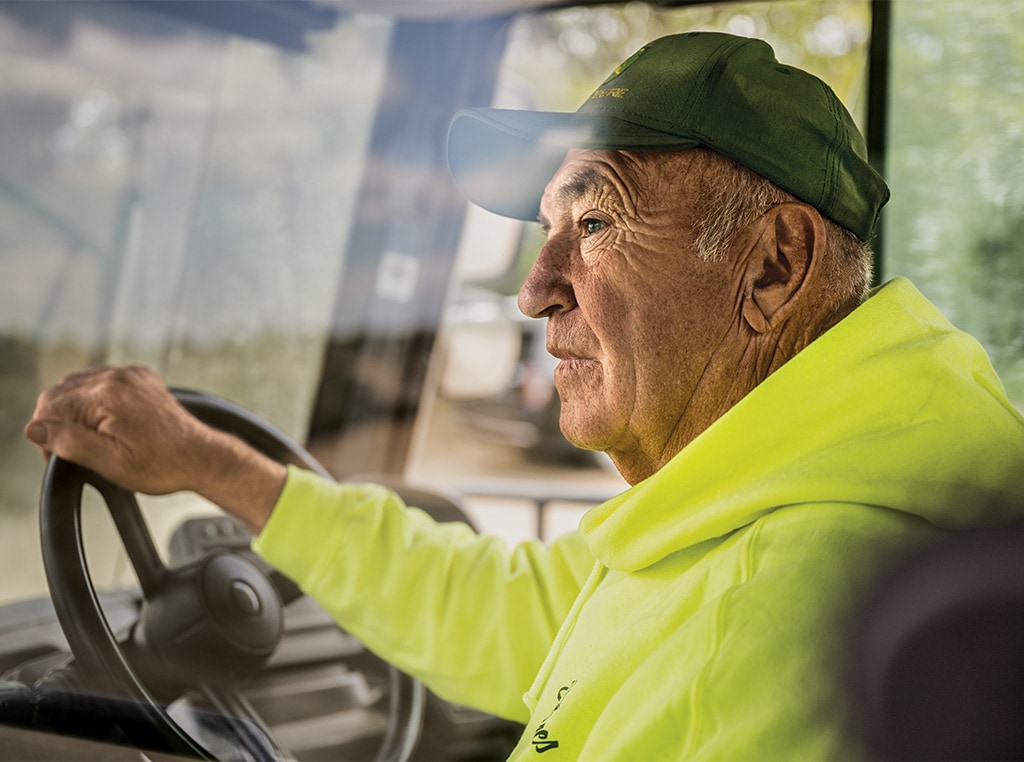 Paul Morris grabs the wheel to steer a 260E Articulated Dump Truck.