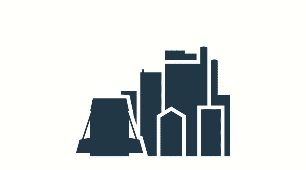 An icon showing buildings