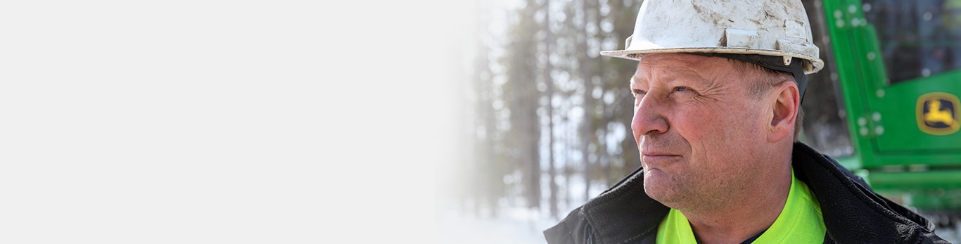 Adam Williams is looking off into the distance on a landing site in Canada.