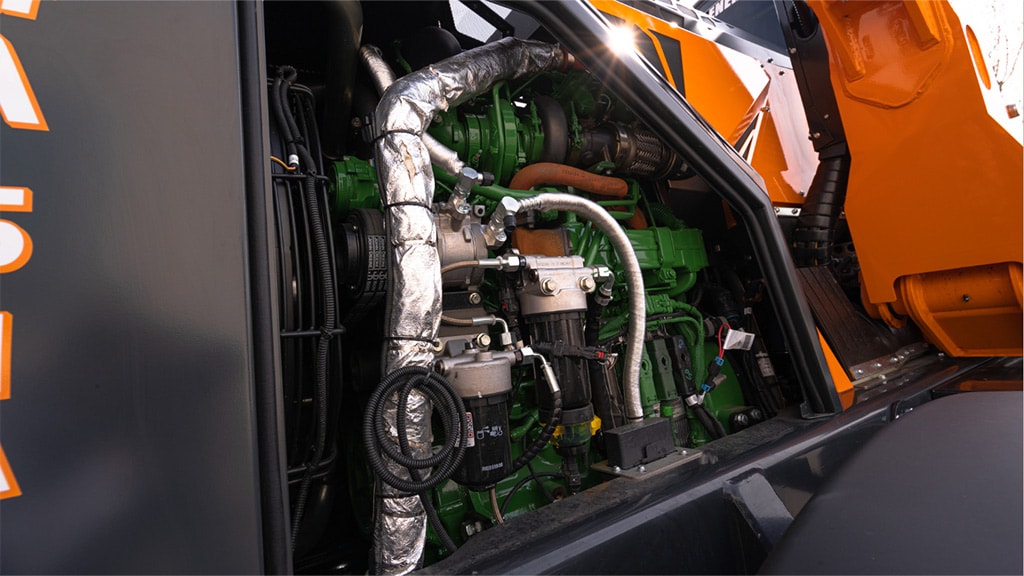 Customized John Deere industrial engine inside off-highway equipment