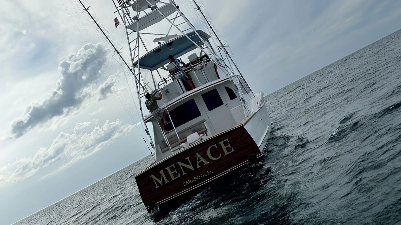 The newly repowered sportfishing yacht cruising in the Caribbean