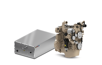 KREISEL Electric battery pack and compact John Deere JD4 diesel engine. 