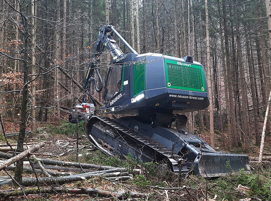 A Neuson Forest harvester working on a timber harvesting job.