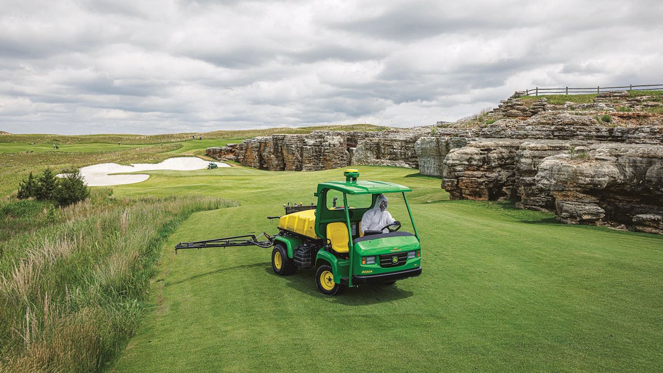 GPS PrecisionSprayer spraying a golf course