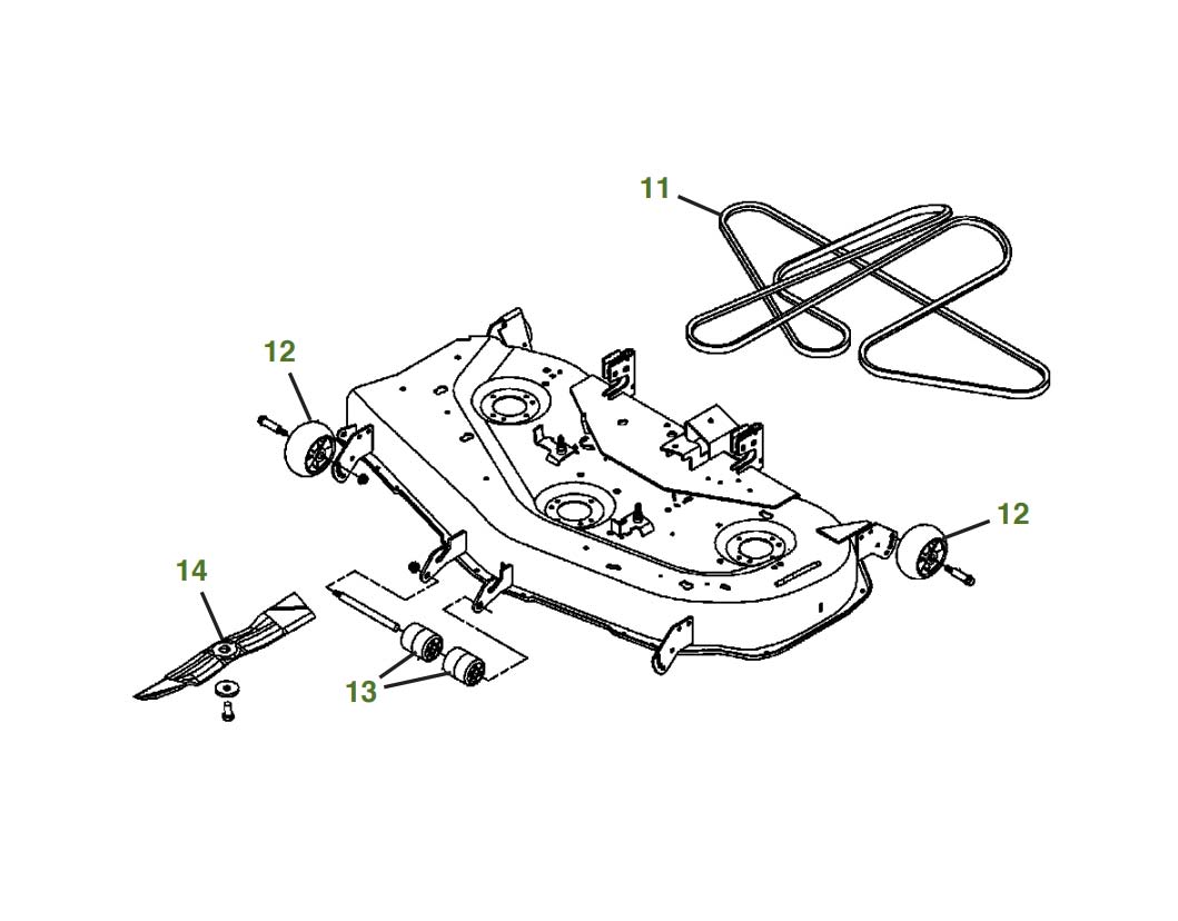 48" X (Non Rotatable Wheels) Mower Deck