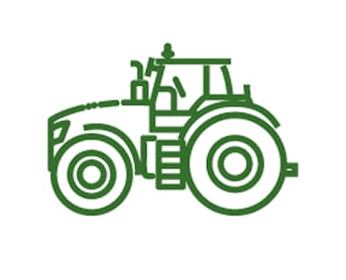 Fondo blanco con un ícono de tractor.