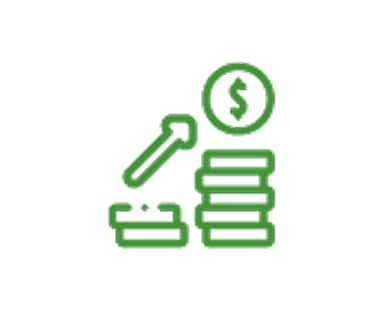 Fondo blanco con ícono de monedas apiladas.