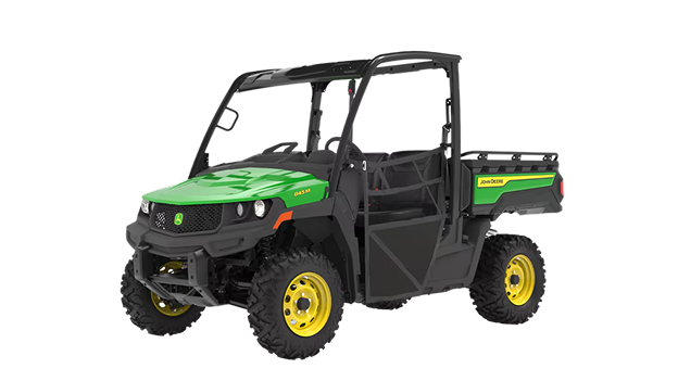 A front-left-facing studio shot of a green Gator XUV on a white background.