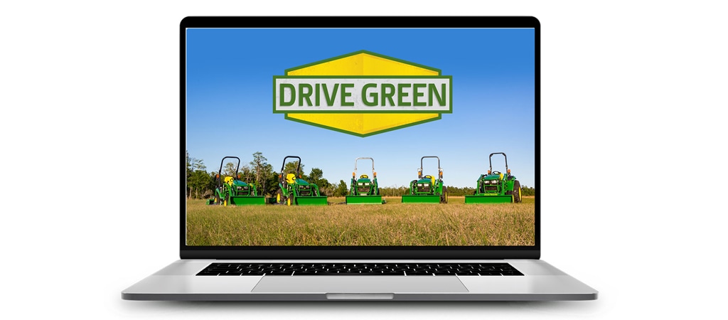 open laptop with Drive Green logo