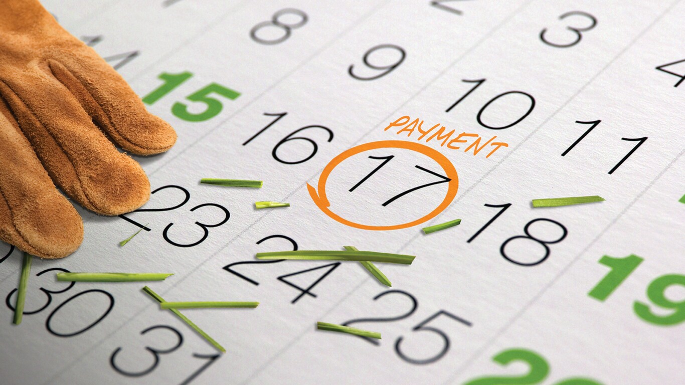 Calendar with payment due date circled