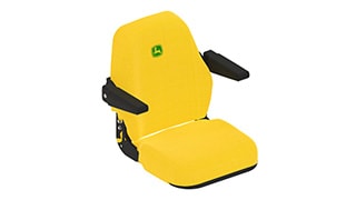 A yellow seat with armrests