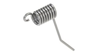 A coiled metal spring.