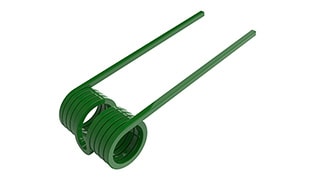 A pair of green baler pickup teeth.