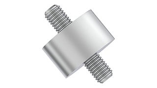 A metal tillage part with two threaded bolts.