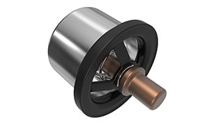 A metal engine pulley with a central shaft.