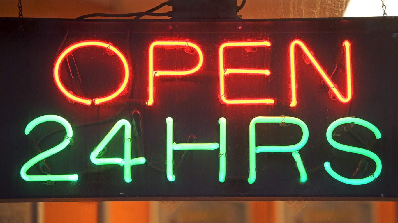 Neon Open 24 hours sign