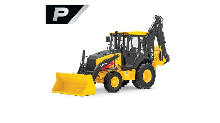 410 P-Tier backhoe on white background