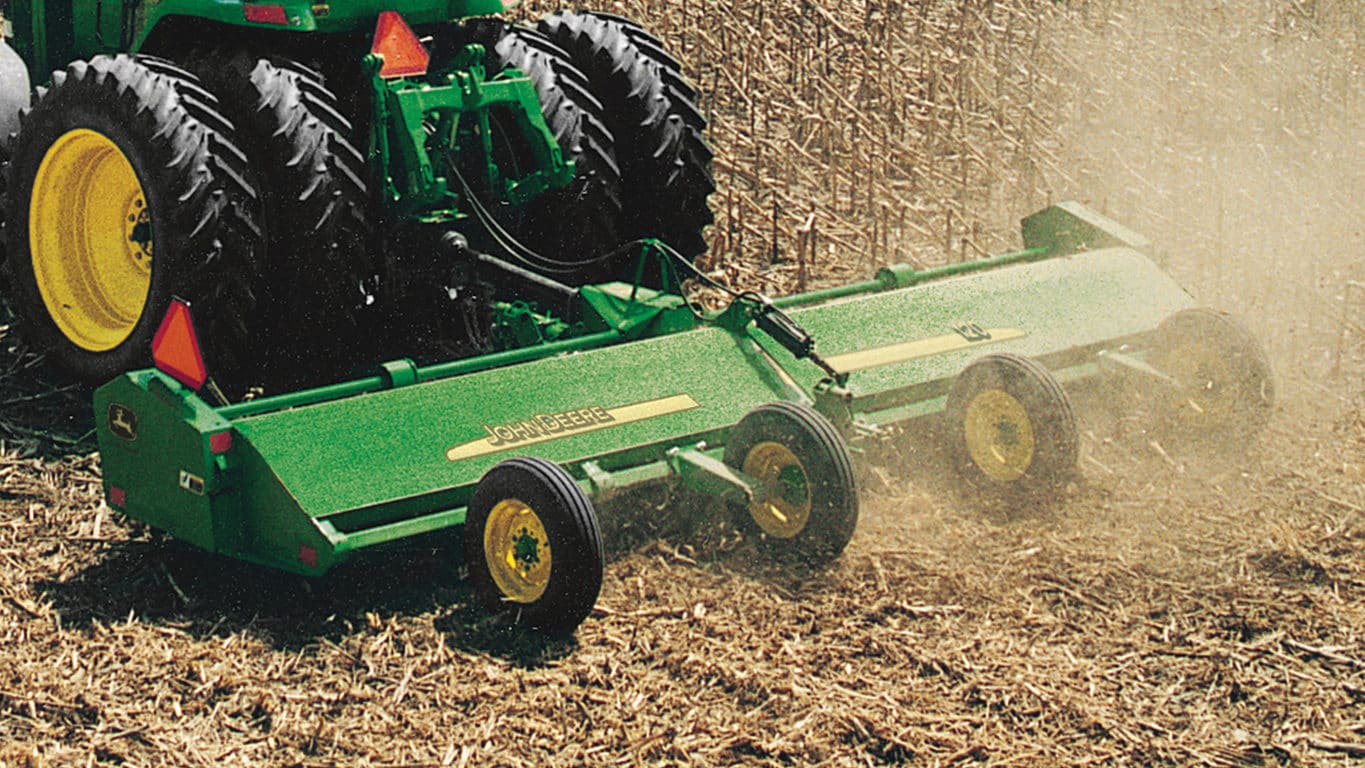 close up image of 120 flail shredder in a field