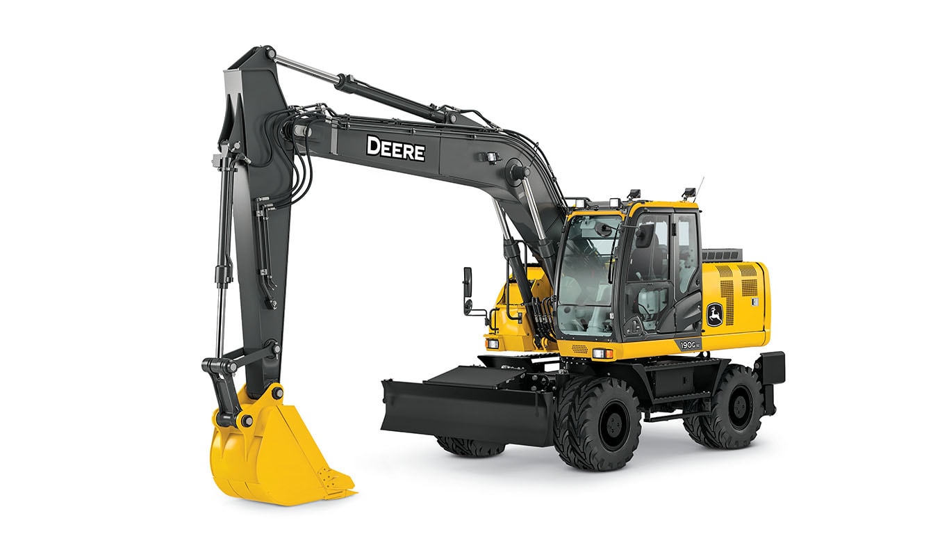 A 190G W excavator on a white background.