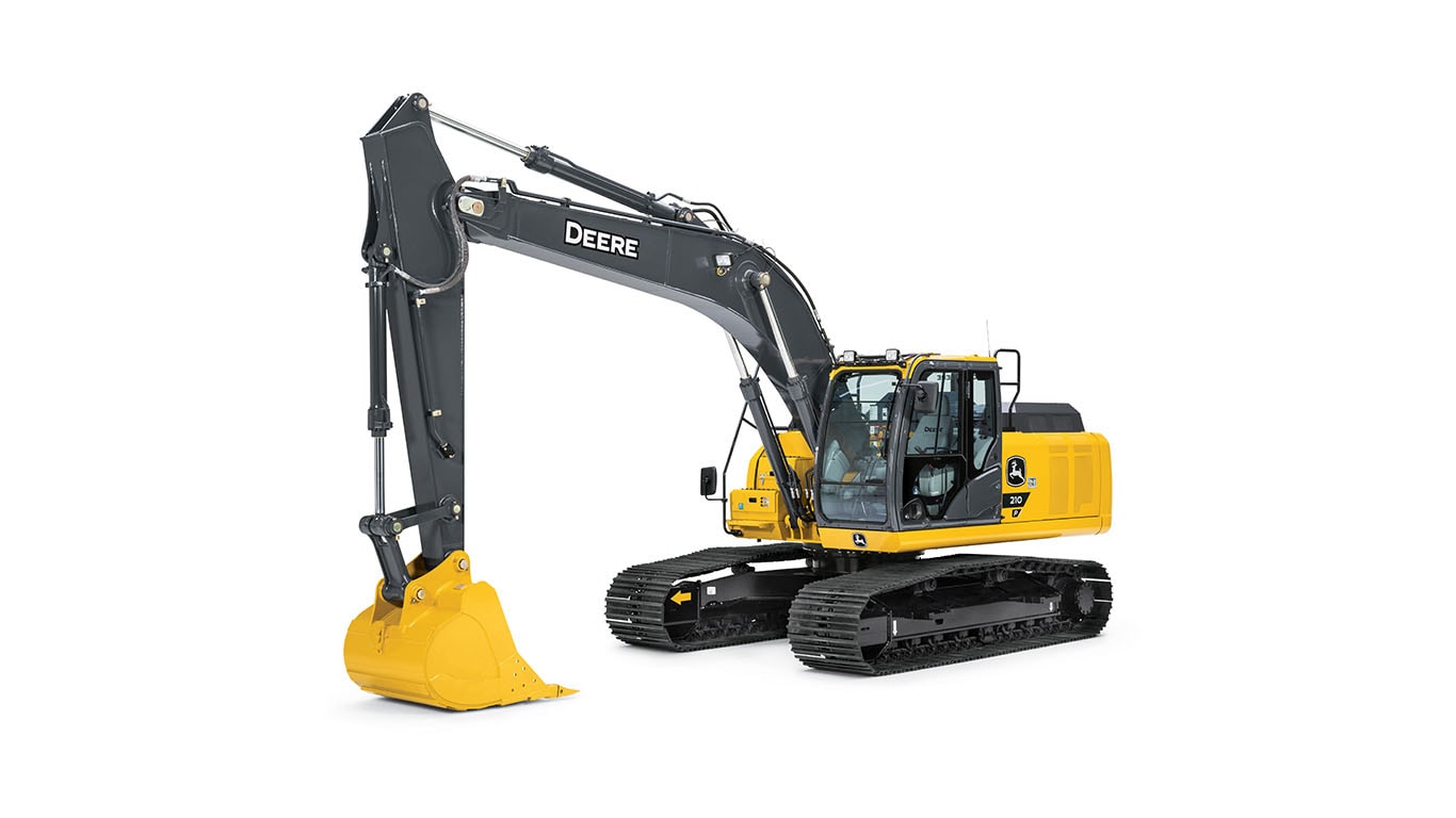 A 210P-Tier excavator on a white background.