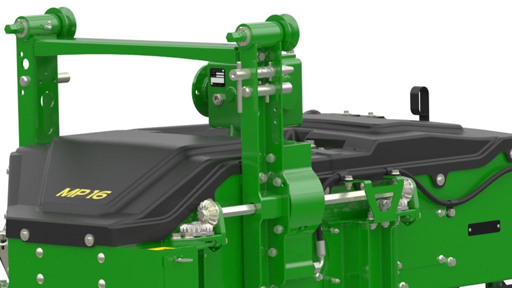 Close-up of a MP16 Cotton Picker Head, showing the hydraulic pressure doors