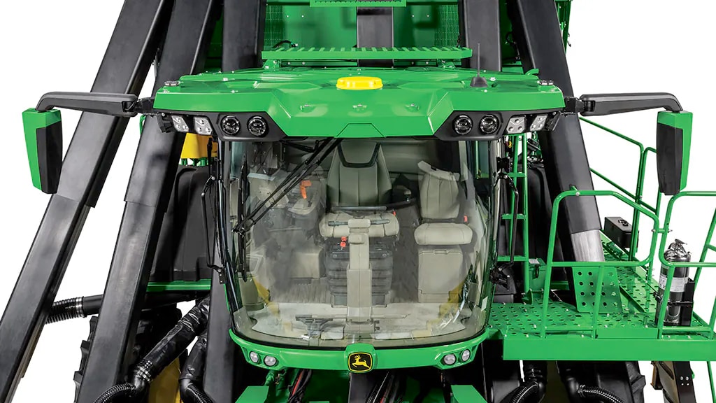 Closeup of cotton harvester