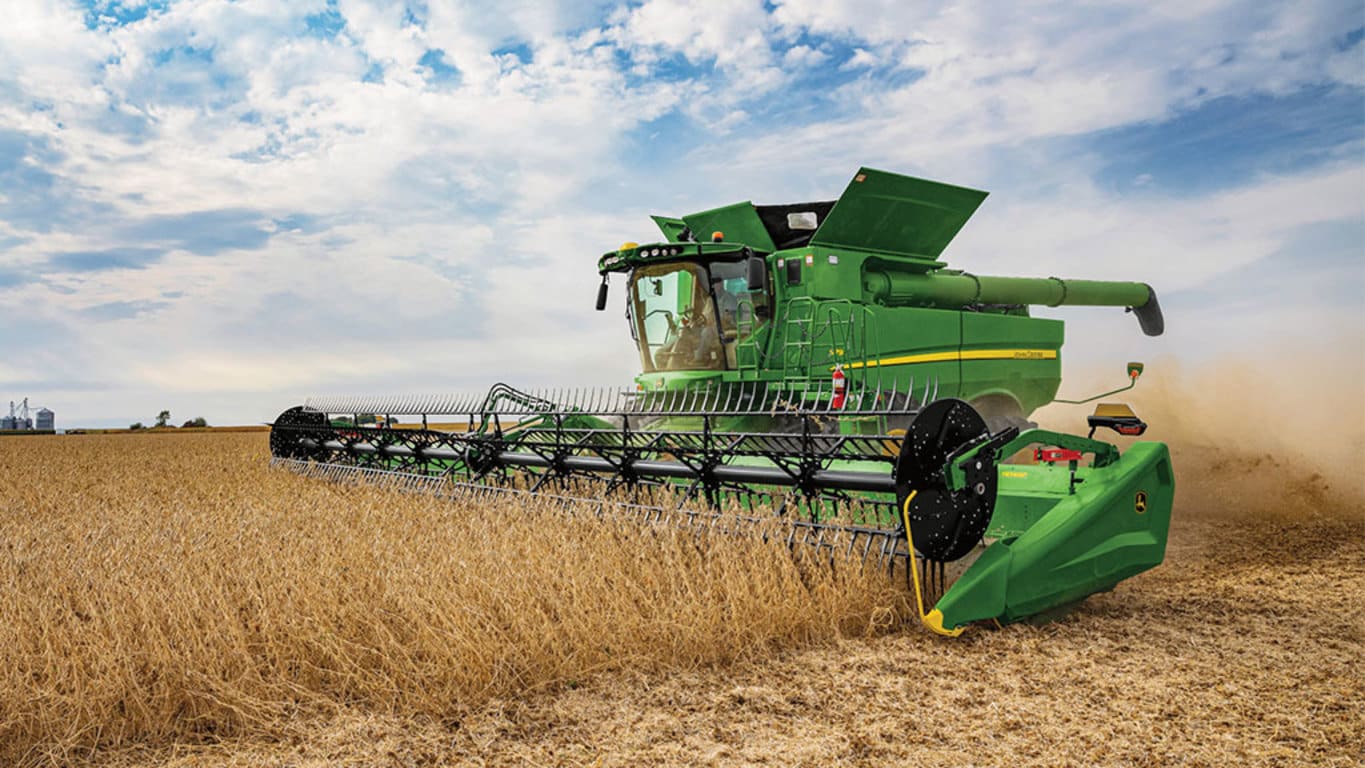Combine with HD45F draper in field
