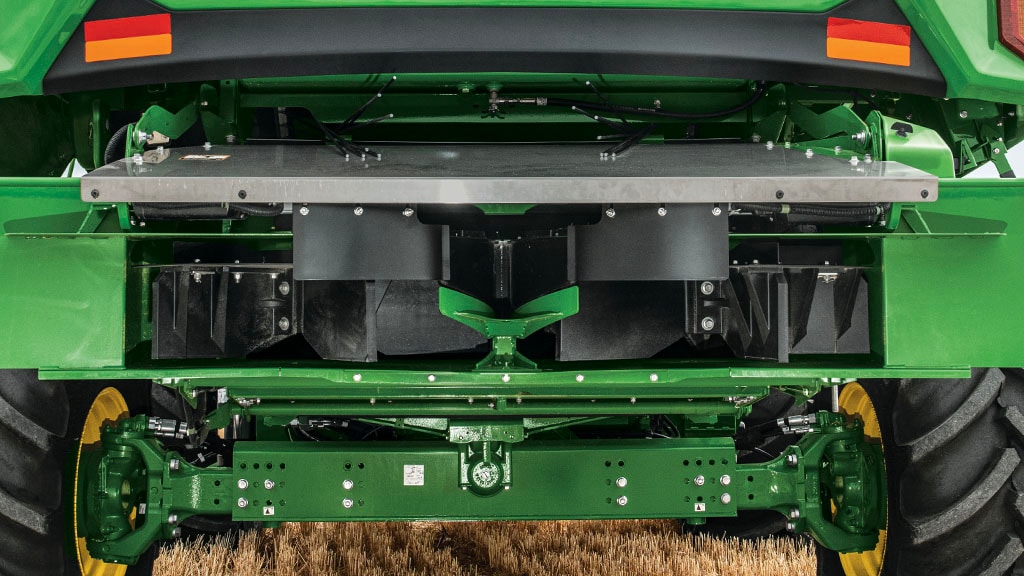 Photo of the Premium PowerCast™ Residue System on the rear of a John Deere S7 Combine
