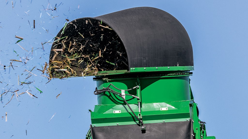 A close-up photo showing the variable speed secondary cleaning system on CH Series Sugar Harvester.