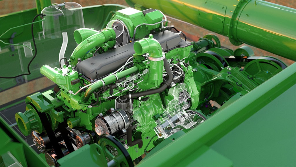 Photo of the John Deere JD14 13.6-liter engine found in the John Deere X9 Combine