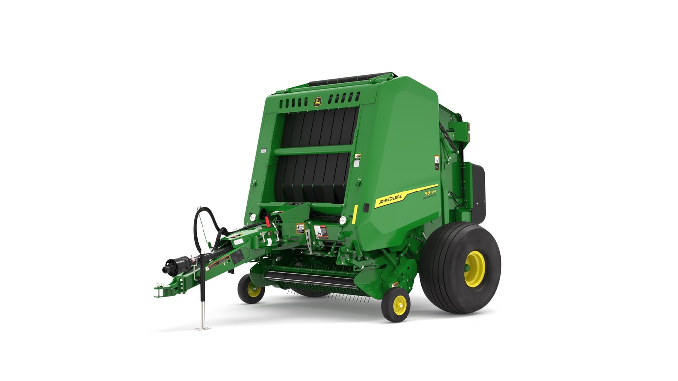 Front left facing 561M round baler on a white background