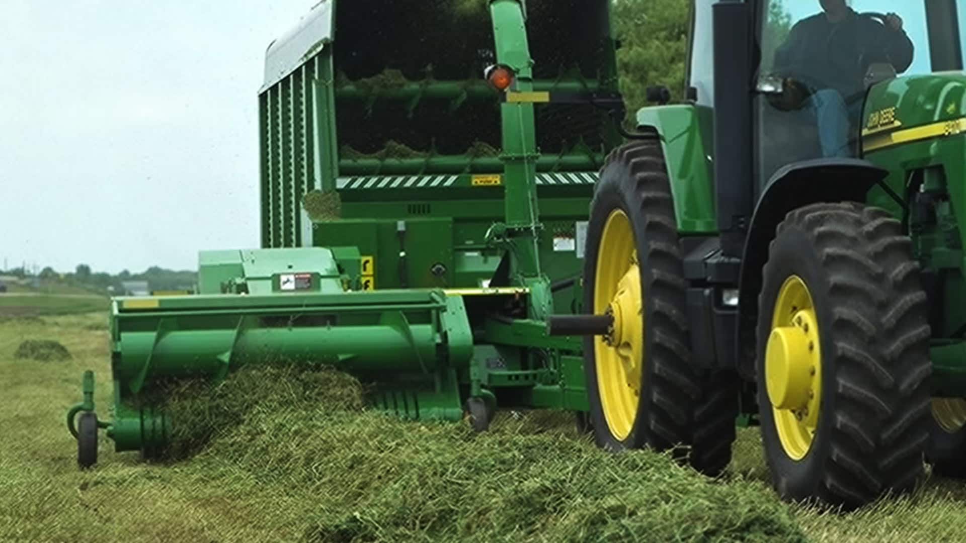 8410 Pull-type forage harvester moving through field