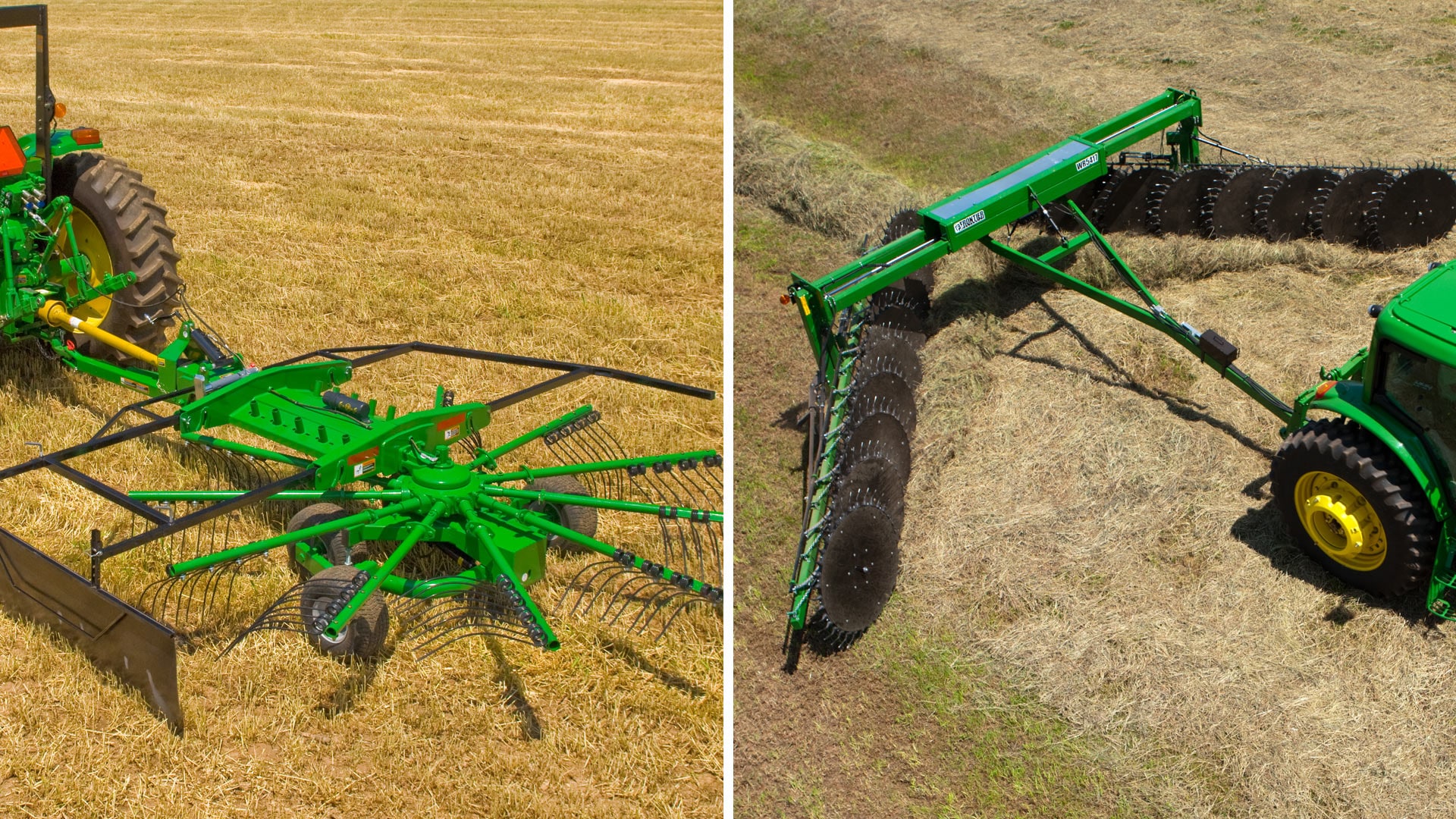 Image of different rakes in fields working