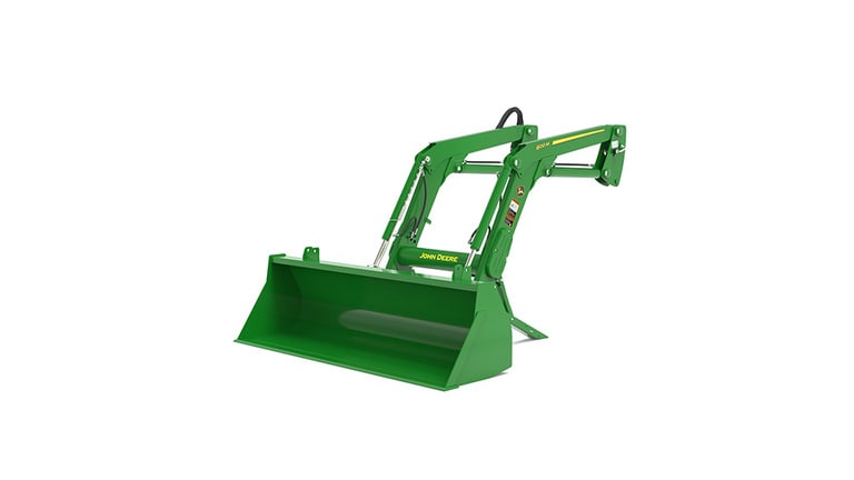 Front left Studio rendering of 600M Loader on a 6105E Tractor