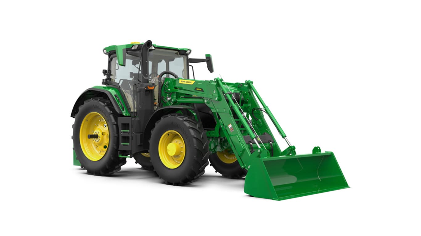 Front right studio image of 662r loader mounted on 6R 240 tractor