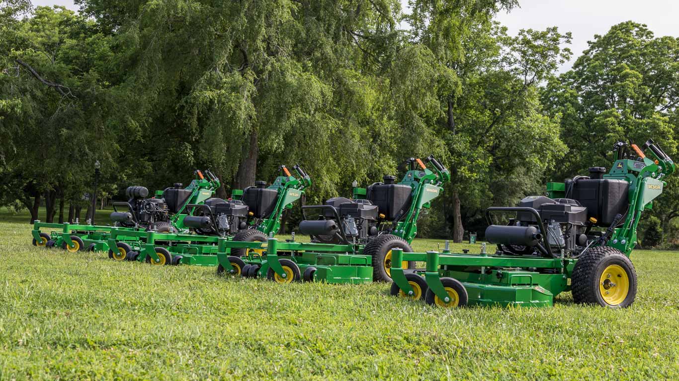 group of walk behind mowers