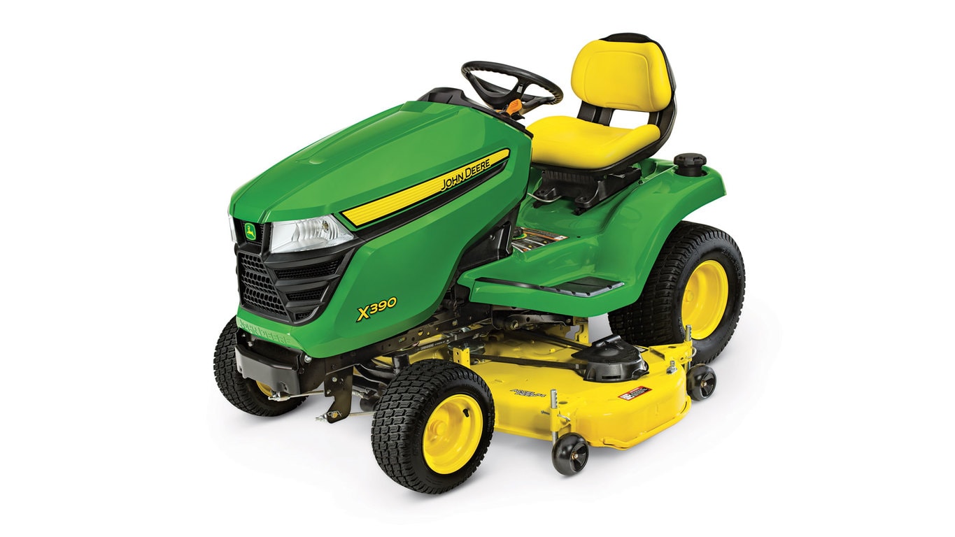 studio image of the X390 series lawn mower with 48-in deck