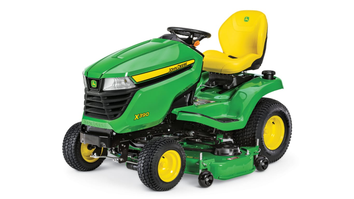 studio image of the X390 series lawn mower with 48-in deck