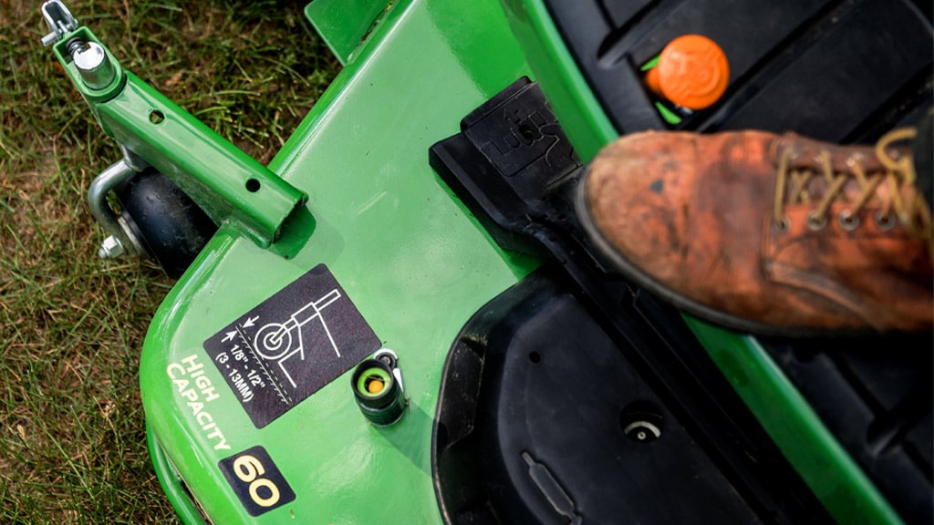 close up image of mower deck