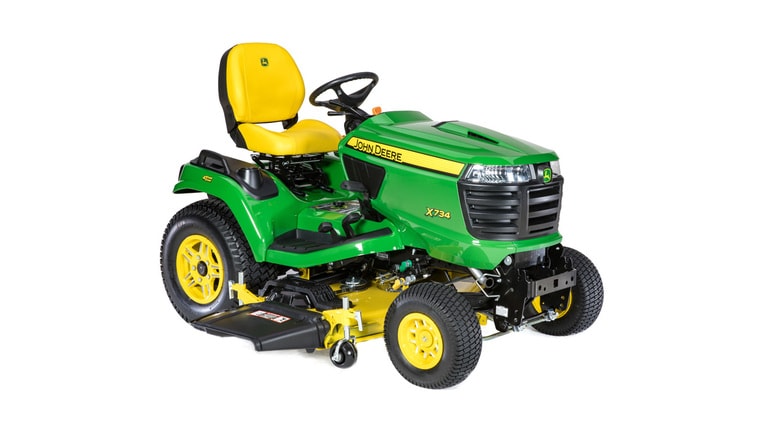 studio image of the x734 Signature Series lawn tractor with 54 inch deck