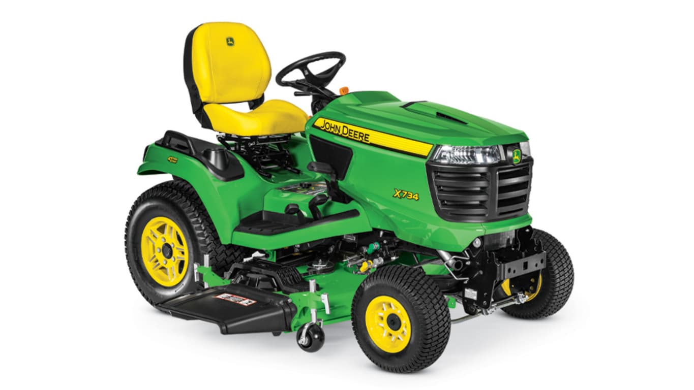 studio image of the x734 Signature Series lawn tractor with 54 inch deck