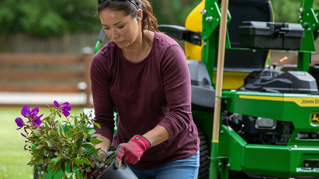 person planting flowers