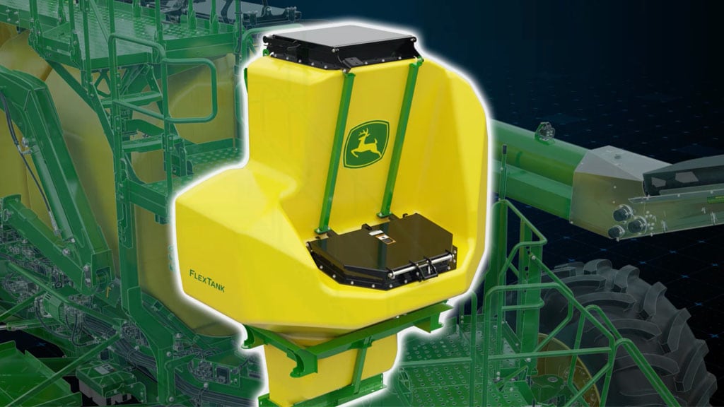 Side view of C110T air cart showing the Flex tank Side view of C110T air cart showing the Flex tank