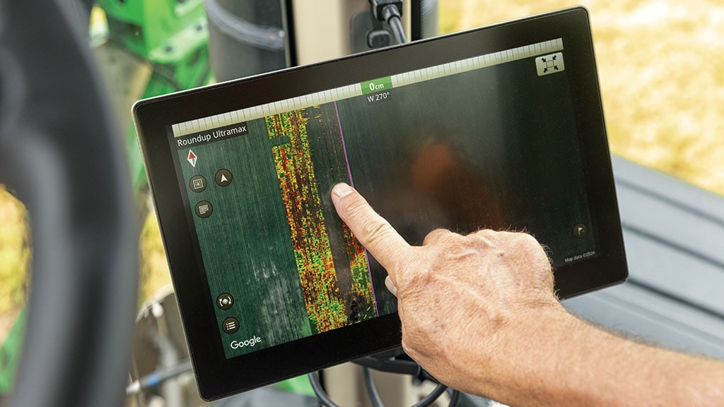 Operator taps display showing variable rate.